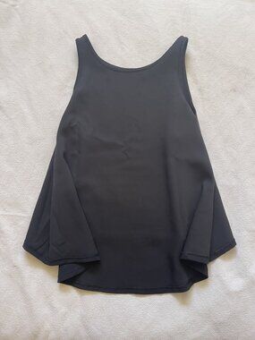 Black Flowy Swing Tank Scoop Neck A-Line